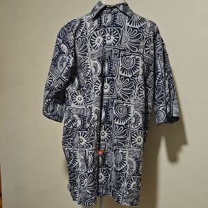 Johari West Batik Indo Sunset Short Sleeve Button Up L